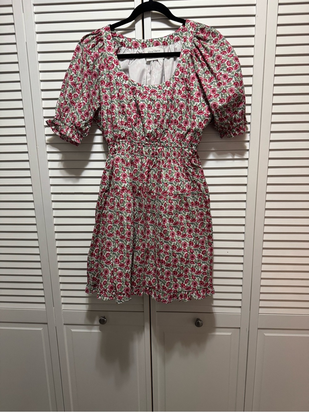 Smocked Waist Pink Floral Mini Dress by Valentino